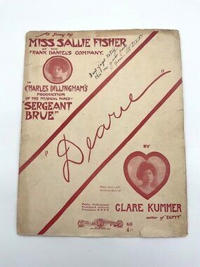 Antique 1905 Sheet Music "Dearie" by Clare Kummer with 2 Bonus Pieces
